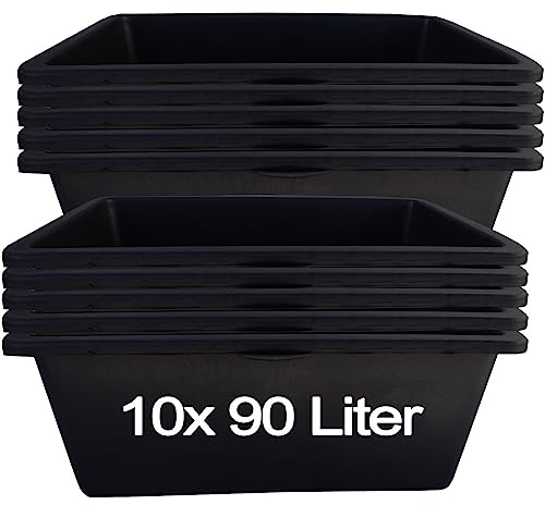 Hossi's Wholesale – 10 Stück Mörtelwanne 90 Liter für Baustelle, Haushalt, Garten, Industrie UVM. – Mörtelkübel für Mörtel, Beton, Schutt & Baustoffe – extrem Stabiler Baueimer mit verstärktem Boden