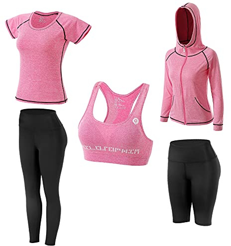 JULY'S SONG Yoga Kleidung Anzug 5er-Set Trainingsanzug Laufbekleidung Gym Fitness Kleidung
