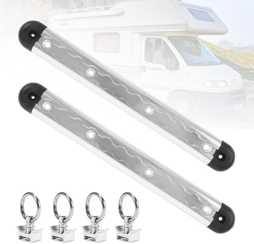 Aluminium Airlineschienen Set mit Fittingen, mit 4 x Zurrösen und 4 x Endkappen Airlineschiene zur Ladungssicherung für Anhänger, LKW, Wohnmobile, Yacht - Eloxierte Zurrschiene
