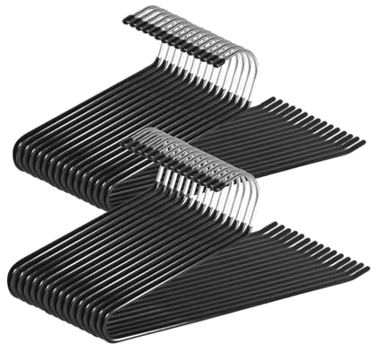 SOULNAMAN Hosenbügel aus Metall,30 Stück Hosenbügel Platzsparend mit offenem Ende und,36cm breit,Anti-Rutsch-Rillen-Design,Schwarz