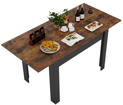ARTETHYS Esstisch Ausziehbar 105-150x75x76.5cm für 4-6 Personen,Küchentisch | Extendable Dining Table für 4-6 Personen,Rechteckig Esszimmertisch aus Holz,Industrial Design,100 kg Belastbar,Vintage Braun
