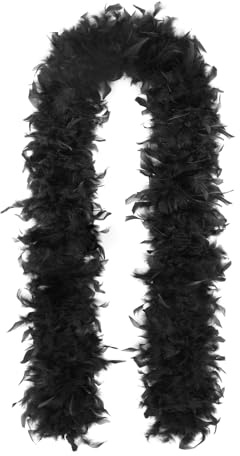 LIURFLNC Federboa Schwarz, 2,0 m, Party, Fasching, Pride, LGBT, Weihnachten, Frauen, Unisex, Accessoires, Federschal