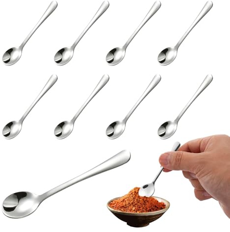 8 kleine Kaffeelöffel, kleiner Dessertlöffel, Edelstahl – Mini-Löffel zum Umrühren für die Küche, praktisch und schnell, praktische Suppenkelle, einfaches Dessert, vielseitig für das Büro