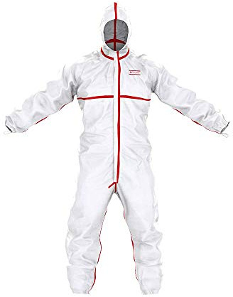 SafeComfort Einweg-Chemikalienschutzanzug Modell T | PSA Kat. III Typ 4b/5b/6b - partikeldicht und spraydicht - Infektionsschutz nach EN 14126 (XL)