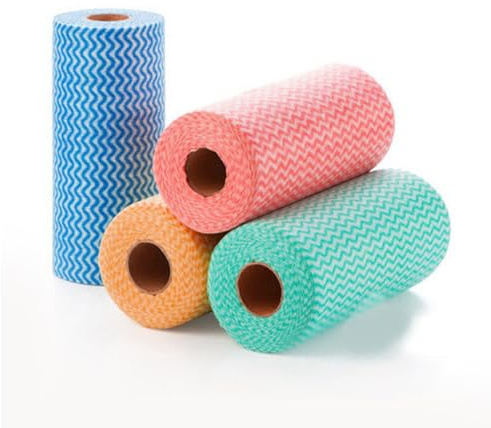 Wischtücher auf Rolle, 4 Rollen Einweg Reinigungstücher, Putztücher für Küche und Wohnraum, Vliesstoffe, 50 Stück pro Packung