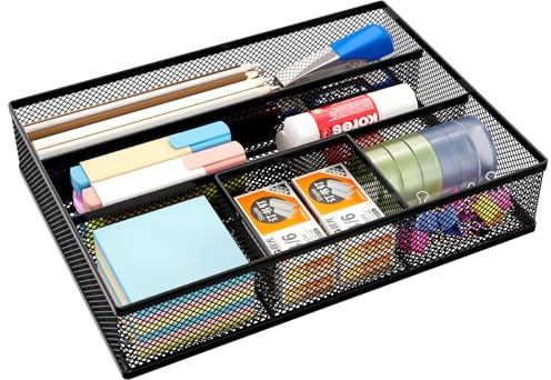 EasyPAG Metall Schubladen Tablett Stiftablage Schreibtisch Organizer Stiftehalter Stiftköcher Utensilienschalen Büro Organisation Zubehör Ablage,Schwarz