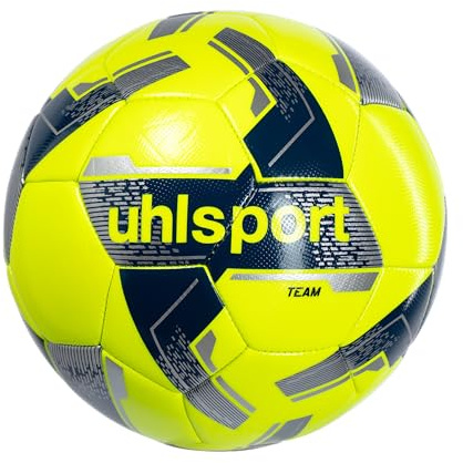 uhlsport Team Fußball, Fussball Spielball Trainingsball, Rasen, geeignet für den Amateur- und Profibereich, gelb/Silber - Größe 5