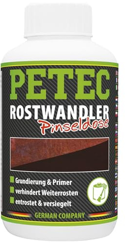 PETEC Rostwandler Rostumwandler 250 ml Pinseldose Rostschutz | Roststopp Auto Grundierung & Primer Rost Umwandler + versiegeln Korrosionsschutz 70042