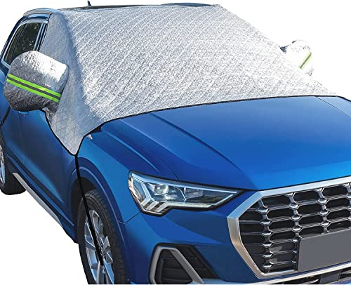 ALLILUYAA Frontscheibenabdeckung Winter, Windschutzscheibenabdeckung, Wasserdicht, Winddicht, Staubdicht, Kratzfest, UV-Schutz, Halbgarage für Auto für die meisten Autos,248 * 148cm