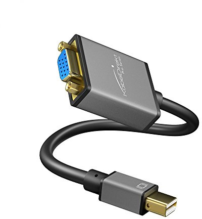 KabelDirekt – Mini DisplayPort (Mini DP) auf VGA Konverter – 0,15m (maximale Auflösung WUXGA (1920x1200/60Hz) 24k vergoldete Kontakte, für iMac, MacBook, Space Grey) – PRO Series