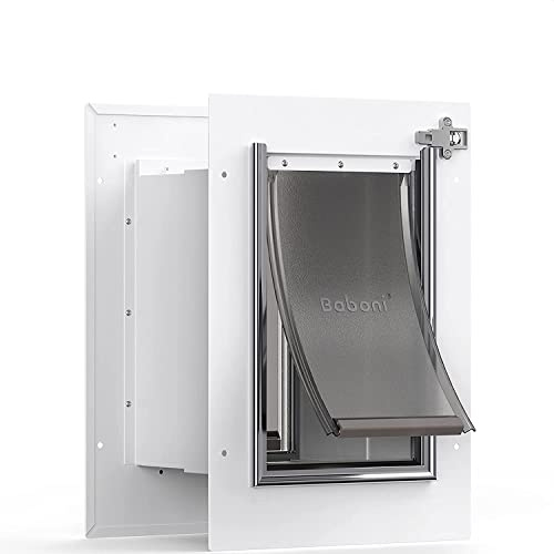 Baboni Katzentür für Tür, Wand, Stahlrahmen und Teleskop-Tunnel, Aluminiumschloss, Doppelklappe, Hunde- und Katzenklappe, stark und strapazierfähig, für Haustiere bis ca. 5,5 kg, Größe S