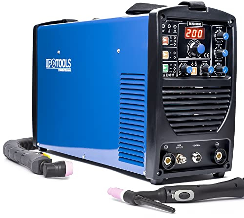 IPOTOOLS TC200ACDC WIG Schweißgerät AC DC - 4in1 Kombi Schweissgerät 200 Amper Mit Plasmaschneider 50 A Inverterschweißgerät Inkl HF-Zündung, Pulsfunktion, MMA E-Hand, IGBT, 7 Jahre Garantie