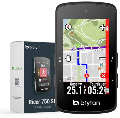 Bryton Rider 750SE 2,8 Zoll Farb-LCD-Touchscreen-GPS-Fahrradcomputer Offline-EU-Karte, kompatibel mit Fahrradradar, 40 Stunden Batterielebensdauer, Navigation mit Turn-by-Turn Follow Track