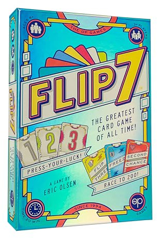The OP Usaopoly | Flip 7 Kartenspiel auf Englisch für die ganze Familie | Wettbewerbs-Partyspiel für 3 oder mehr Spieler | Push-Your-Luck und Strategiespiel, Finalist Spielzeug des Jahres