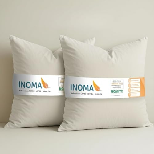 INOMA Wellness-Kissen Capri 80x80-2er Set -, Hotel Kissen, Ultra Soft Federn Daunen Mischung (90% Federn, 10% Daunen), Made in Germany, Oeko-TEX, allergikerfreundlich, Ganzjahr