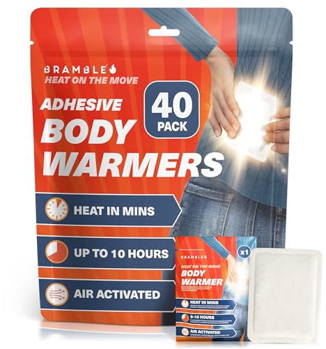 BRAMBLE 40 Wärmepflaster Rücken, Nacken, Hals, Schultern - Wärmepads, Rückenwärmer - Schmerzpflaster Periode (8 Std Wärme)
