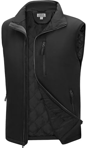 Outdoor Ventures Herren Softshell Weste mit Puffer gefüttert Wasserabweisend Winddichte Vest Gilet Atmungsaktive Ärmellose Jacke für Radfahren, Laufen, Wandern