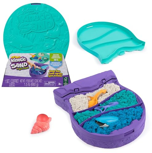 Kinetic Sand Project Planet Ozean Spielset - mit 680g magischem Sand in 3 Farben und 4 Meerestier-Werkzeugen für kreatives Indoor-Sandspiel, für Kinder ab 3 Jahren