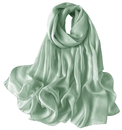 Lina & Lily Damen Schal Chiffon mit Plissee-Falten für Frühling Sommer, Durchscheinend, Federleicht (Minzgrün)