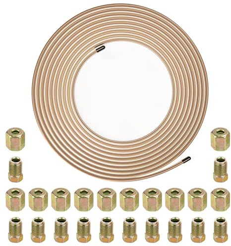 10 m Bremsleitung Ø 4,75mm (3/16) Set mit 12Pcs M10 Verschraubungen & 12Pcs M10 Verbinder für Bremsleitung Bördel DIN/SAE Kupfer Verkupfertes Stahl Sortiment (Military Green)