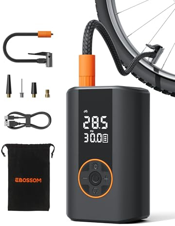 Kabelloser Elektrische Luftpumpe,Luftkompressor Mini 10,3 Bar Akku Luftpumpe,Tragbare Elektrische Kompressor,Fahrradpumpe mit alle ventile für Fahrrad,Motorrad,Auto,Bälle,LED-Licht, Auto-Abschalt