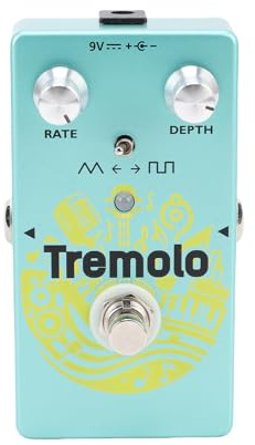 Luqeeg Tremolo-Pedal Gitarreneffektpedal Vollständig Analoge Schaltung mit Vielseitiger Modusumschaltung Sie Wirklich Unverwechselbares Tremolo für E-Gitarre Und Bass True Bypass