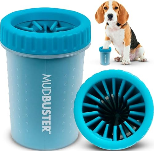 Dexas MudBuster Pfotenreiniger für Hunde, tragbar, Haustierbedarf und Zubehör, Größe M, Blau
