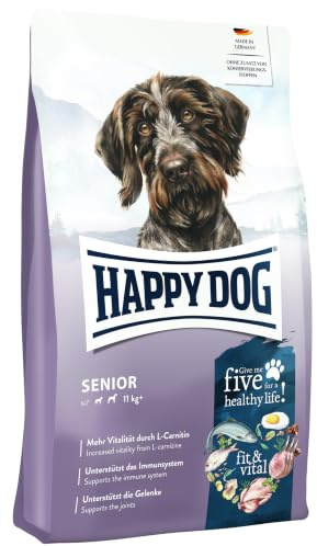 Happy Dog fit & vital Senior, 12 kg Hundefutter ältere Hunde | Seniorfutter ab 11 kg, angepasster Protein- & Phosphorgehalt, mit L-Carnitin, weizenfrei