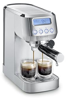Caso EspressoGourmet Crema - Siebträgermaschine, Espressomaschine, mit Milchaufschäumer, Espresso, Cappuccino, Siebträger aus Edelstahl, 20 bar ULKA-Pumpe, Kaffeemaschine Kaffeepulver, ESE Pads