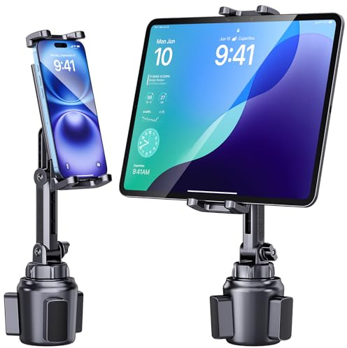 Giftorld Cup Holder Telefon Tablet Mount für Auto, LKW, 360 ° drehbarer Standhalter und Verstellbarer Arm, kompatibel mit 4-10 Zoll iPad Samsung Tab iPhone Handys Kindle Fire HD