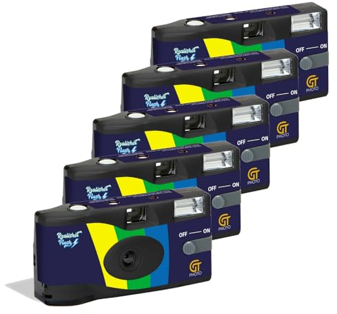 GT Photo - Pack 5 x Einwegkamera Realishot Flash – 27 Fotos – Schwarz