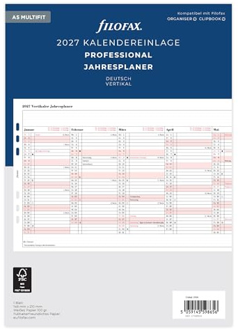 Filofax Kalender A5 Prof.Jahresplaner (deutsch)2027