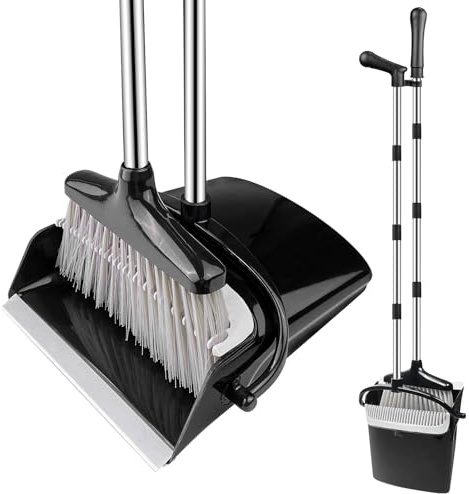 Ghazpmuk Besen und Kehrschaufel Set, Kehrgarnitur Mit Kamm | Aufrechter Kehrmaschine und Kehrschaufel Combo, Kehrset Classic, für Vorzelt, Haus, Büro, Lobby, Terrasse