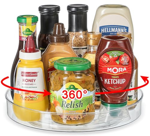 Famhap Drehteller Kühlschrank Organizer Lazy Susan 22cm, Küchen Gewürzregal Gewürz Organizer, Drehbares Organizer für Schrank Unterschrank Waschbecken Schminktisch