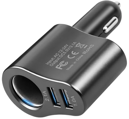 3 in 1 Adapter Auto Zigarettenanzünder USB Verteiler 60W KFZ Ladegerät, 12V/24V Car Charger mit Dual USB Port Schnellladegerät Adapter für 16 15 14 13 12 11 S25 S24 GPS Dash Kamera