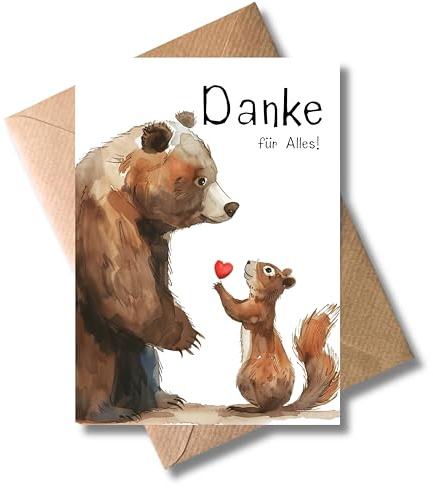 Herzliche Dankkarte mit Umschlag - Danke für Alles!” süße Dankeschönkarte Stilvolle Dankes karte für Freunde Familie Partner Kollegen (DIN A6)