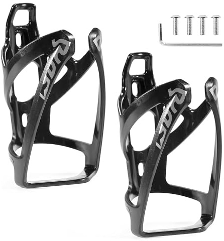 Elalove 2er Set Flaschenhalter Fahrrad, Universeller Leichter Flaschenhalter aus PC für 0,5-1,1 l Flaschen, Inkl. Montagezubehör, Schwarz