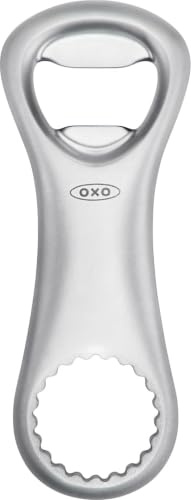 OXO Steel Flaschenöffner aus Stahldruckguss | Starke, haltbare Druckgusskonstruktion, Matt verchromte Oberfläche für ein tischfreundliches Aussehen