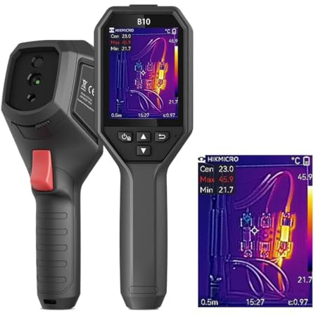 HIKMICRO Wärmebildkamera mit - B10 256 x 192 IR-Auflösung, visuellen 2MP-thermokamera, Vollbildmessung, 25Hz Bildfrequenzmit 3,2 LCD-Bildschirm, Software, IP54, Messbereich -4°F~1022°F