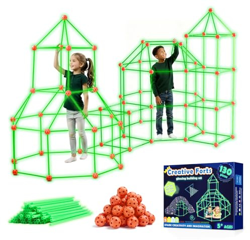 Tiny Land DIY Höhle Kinder Konstruktionsspielzeug - Im Dunkeln Leuchtendes, Outdoor Spielzeug für 5+ ahre alt Junge & Mädchen - 130PCS Kreatives Bauset Für Kinder Höhle Bauen Indoor