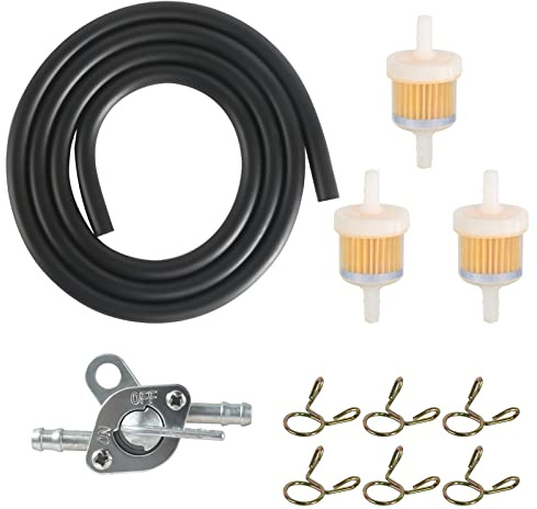 Benzinschlauch Kit, Motorrad Benzinfilter 1m Benzinschlauch 6 Schlauchschellen, Benzin Inline Filter Kit für Auto Motorrad
