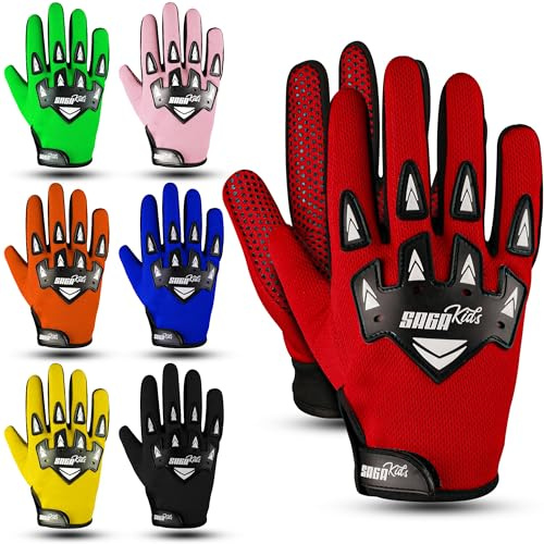 SAGA SPORTS Fahrradhandschuhe Kinder – Atmungsaktive & rutschfeste MTB, Motocross & Fahrrad Handschuhe für Jungen & Mädchen, Stoßdämpfend, Robust & Wasserdicht, Ideal für Outdoor Sport 4–12 Jahre