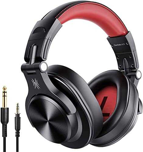 OneOdio A70 Bluetooth Kopfhörer mit Kabel, Hi-Res für Studio, DJ und PC | 72 Std. Akkulaufzeit, 3,5/6,35-mm-Klinke, SharePort, geschlossene Over-Ear Kopfhörer für Monitoring, Mixing, Handy, Gitarre