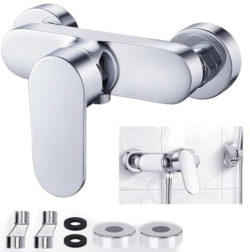 URHELP Duscharmatur, Silber Mischbatterie Dusche, Duschbatterie für Dusche Wandmontage, mit G1/2 Brauseabgang