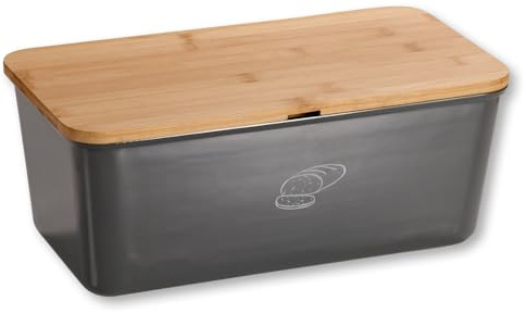 Kesper | Brotbox, Material: Melamin, Bambus, Maße: B: 34 x T: 18 x H: 14 cm, Farbe: Grau, Braun | 58089