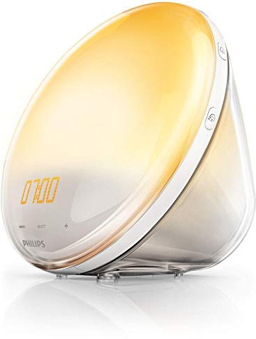Philips Wake-up Light (Sonnenaufgangfunktion, Digitales Fm Radio, Tageslichtwecker) Weiß HF3519/01