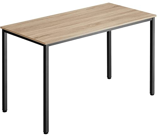 tectake® Industrial Schreibtisch, Tisch 120 x 60 x 75,5cm, Esstisch, Bürotisch, Computertisch, PC Tisch, Wohnzimmertisch, Gaming Desk, Möbel für Arbeitszimmer - Industrial Holz Hell, Eiche Sonoma
