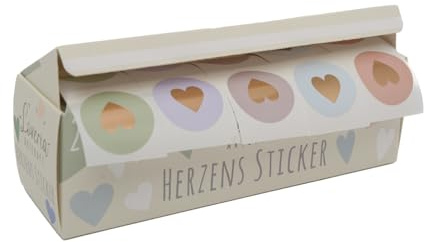 Loveria Sticker Set Herzen | 250 Herzsticker in 5 Farben, 50 Aufkleber pro Farbe | ideal für Hochzeit, Geschenke, DIY, Briefe, Postkarten, Valentinstag | Größe: ca. 2,9 cm