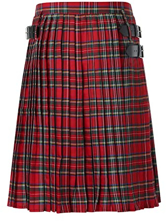NaLatia Kostet Männer und Herren Schottenrock Kilt rot schwarz Größe S - 3XL 2025 Neu