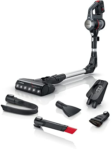 Bosch Akku-Staubsauger Unlimited 7, beutellos, mit Knickrohr, BCS711A, Grau | starke Saugkraft, austauschbarer Akku, einfaches Entleeren & Filterreinigung, Fugendüse mit LED-Licht, Turbostufe, leicht